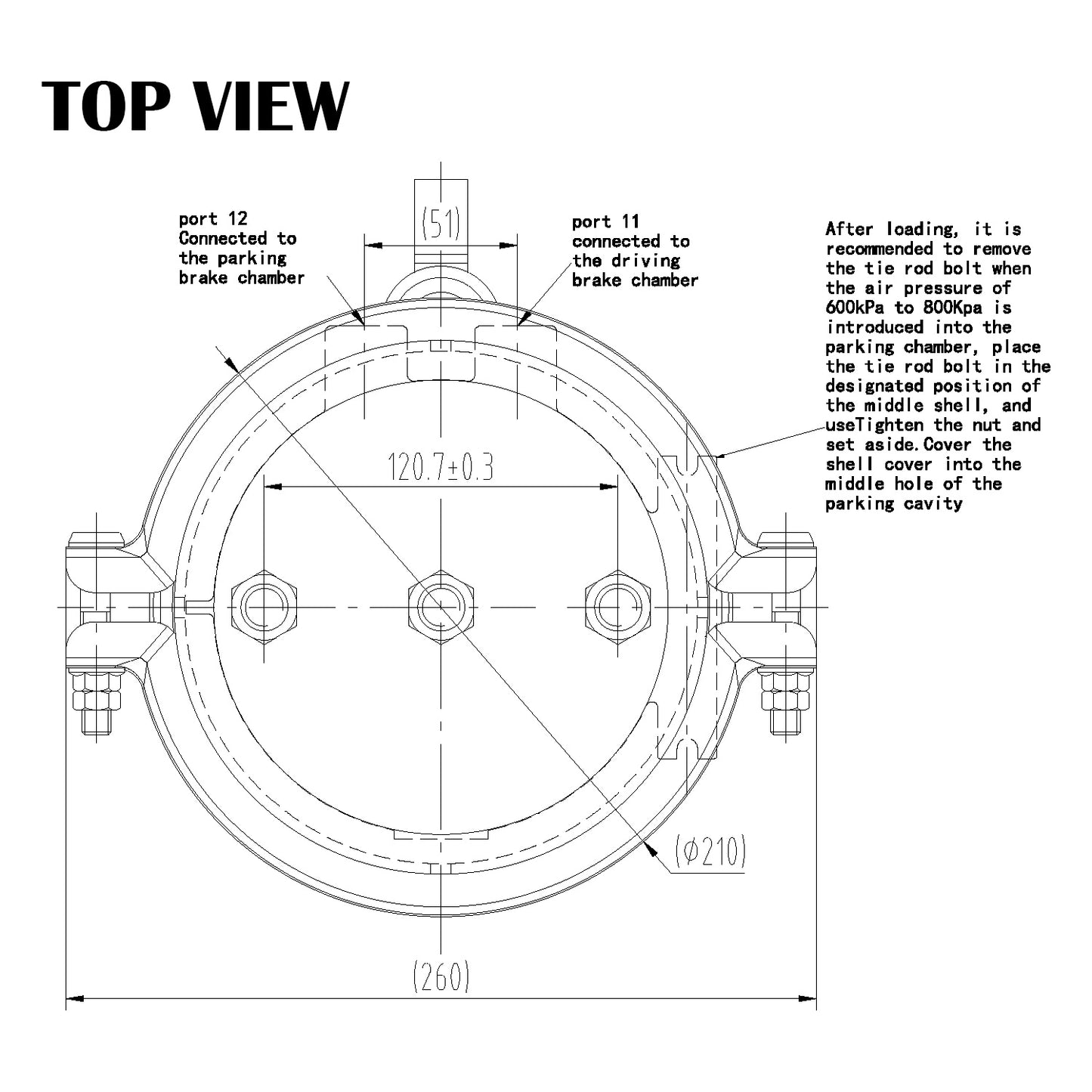 Fortpro 2-PCS Type 30/30 Sealed Air Spring Brake Chamber - 2 1/2" Stroke Threaded | F224746E-2QTY