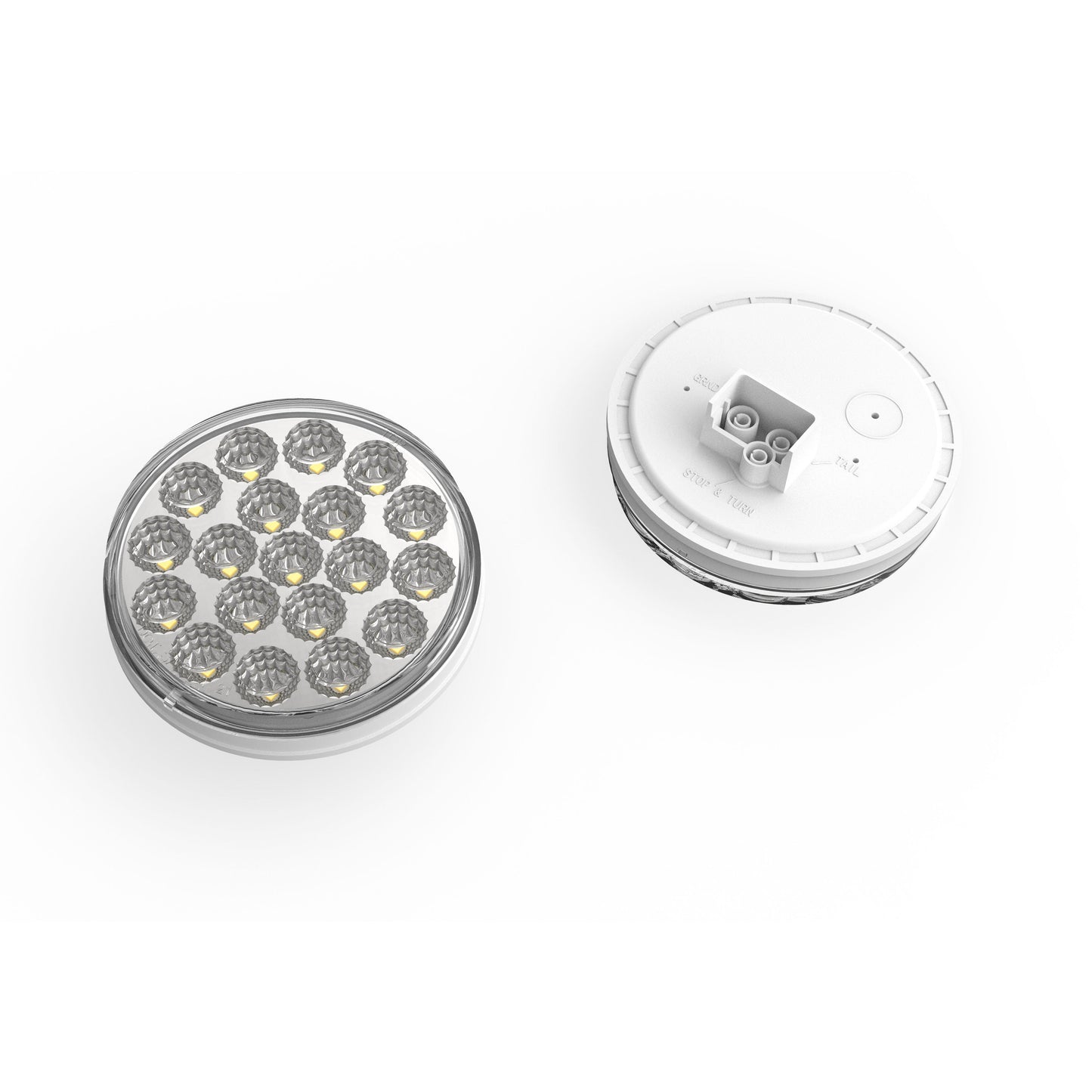 Fortpro 4” Round Dual Function Multivoltage LED Lights - Red & White LED/Clear Lens | F238707