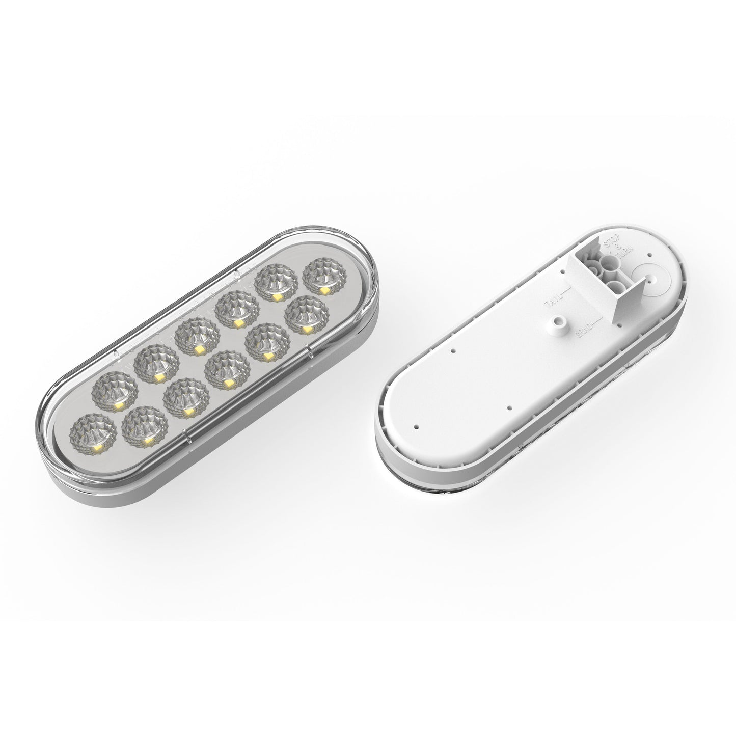 Fortpro 6” Oval Dual Function Multivoltage LED Lights - Red & Ambar LED/Clear Lens | F238711