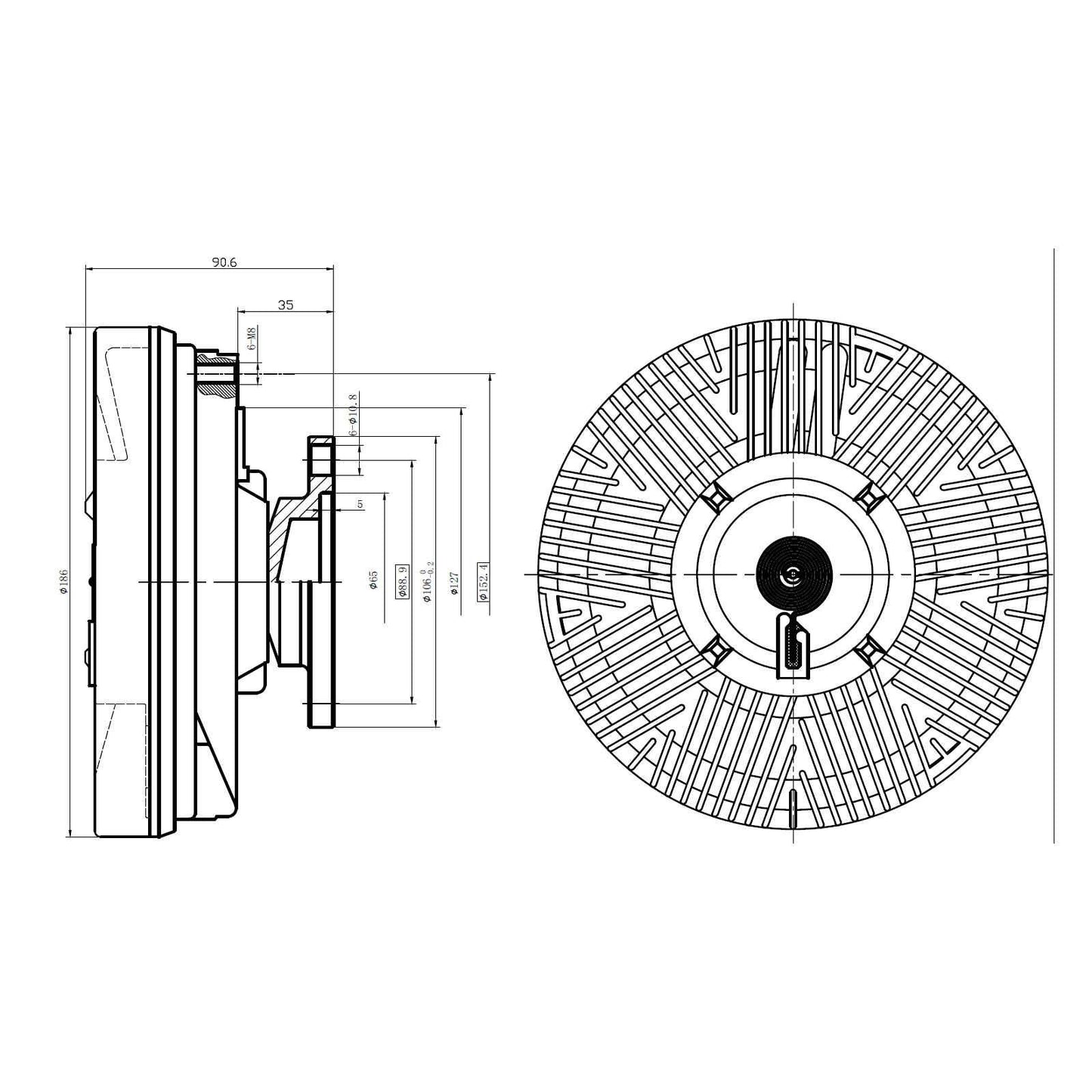 Fan Clutch For Mack E6 - Length 3.48”