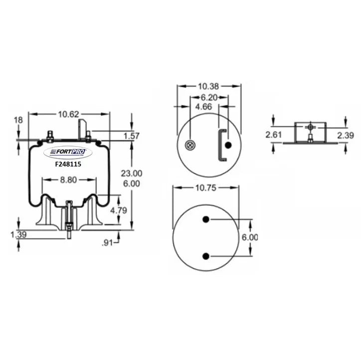 Fortpro Air Spring - Rolling Lobe Style - Replacement for  67234-002L | F248115