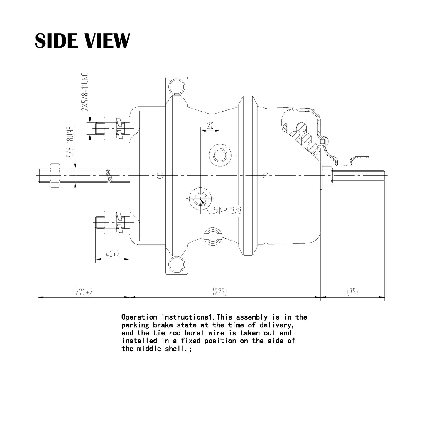 Fortpro 2424 Sealed Brake Chamber, 2.5 in Standard Stroke | F224756