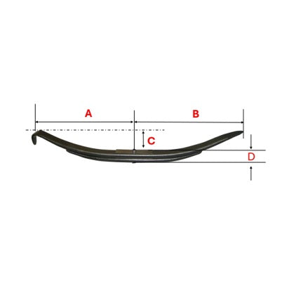 Trailer Leaf Spring 2-Leaf, High Arch with 11,200 lb. capacity - Replaces TRA-2752