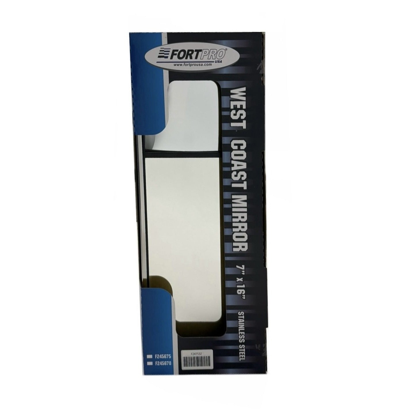 Fortpro 7" x 16" Stainless Steel West Coast Mirror, Heated with Convex section | F247532