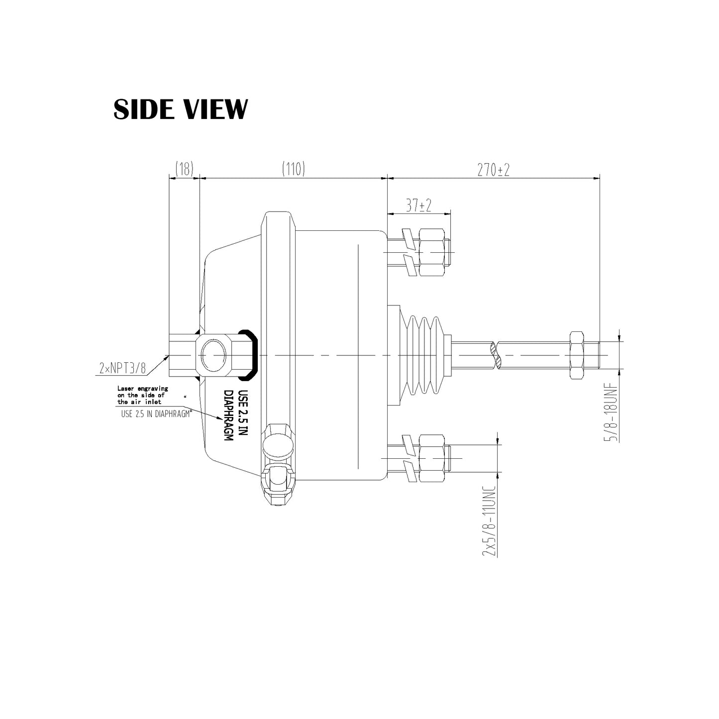 Fortpro Type 16 Brake Chamber, Standard Stroke, Serviceable | F224725