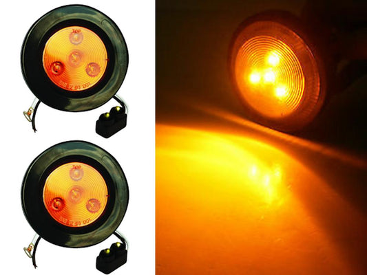 Fortpro 2-1/2" Amber Round Clearance/Marker Led Light with 4 LEDs and Amber Lens - 2 Pack | F235169