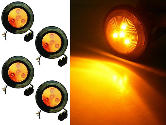 Fortpro 2-1/2" Amber Round Clearance/Marker Led Light with 4 LEDs and Amber Lens - 4 Pack | F235169