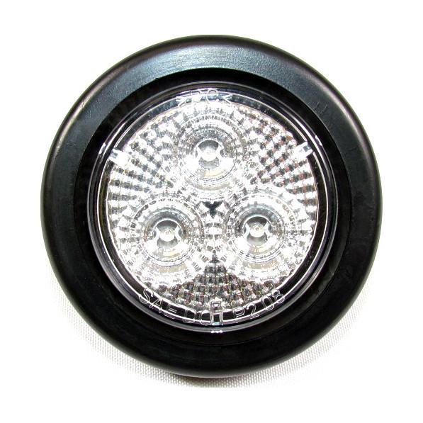 2" Clear Lens Round Red LED Marker Light w/ 3 LED Lights - 24 Volts