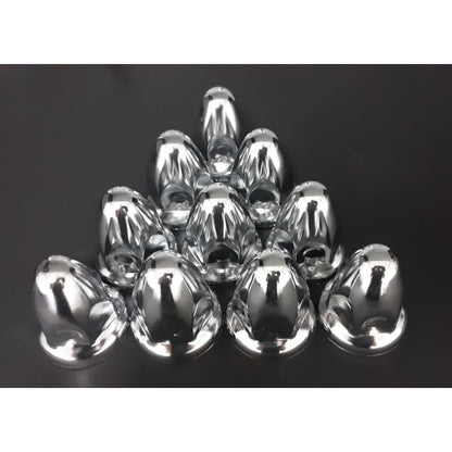 Fortpro 33mm x 2 1/4" Chrome Pointed Push-On Nuts Covers - 10 Pack | F247615