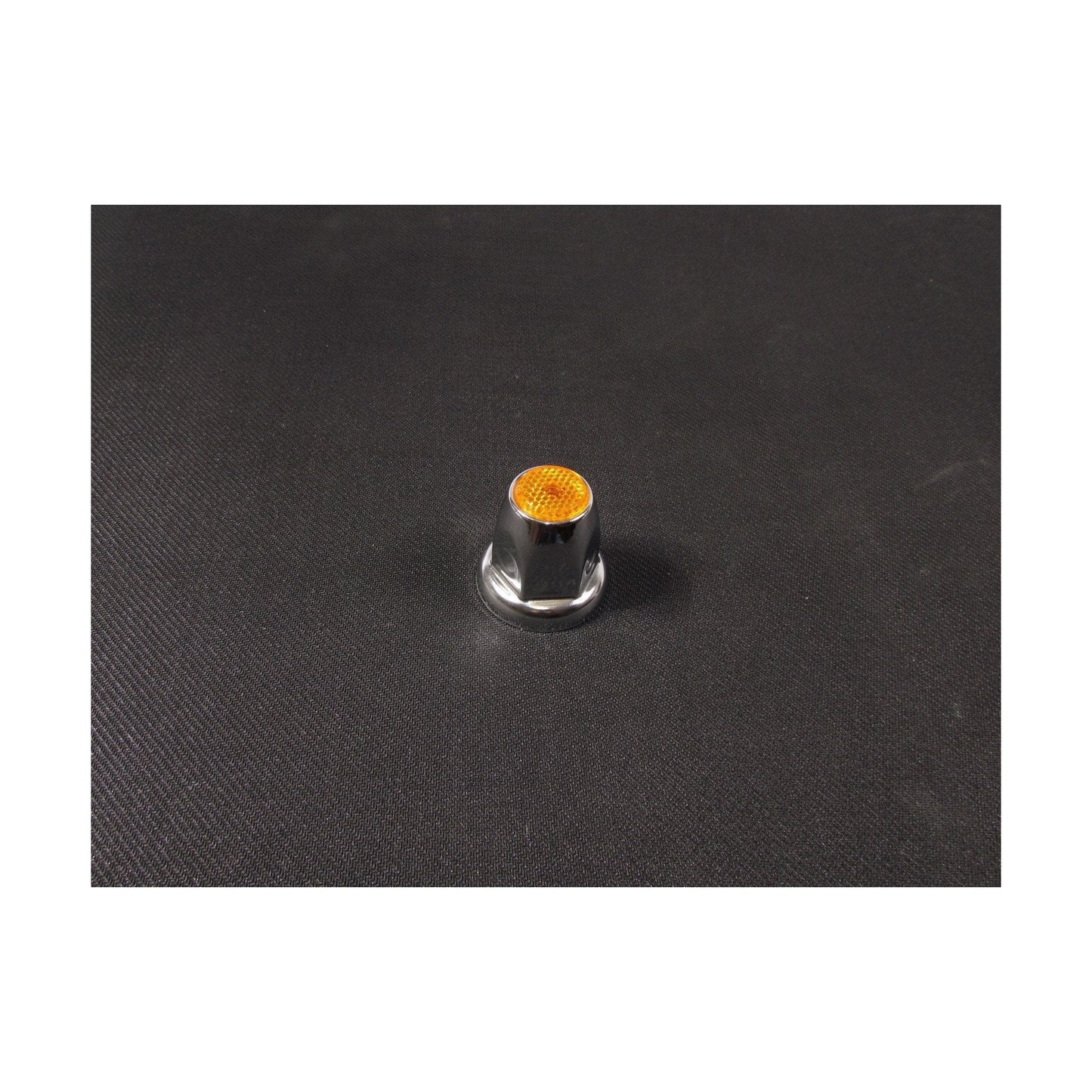 Fortpro 33mm x 2 1/8" Chrome Push-On Nuts Covers with Amber Top Reflector - 10 Pack | F247616-A-10QTY
