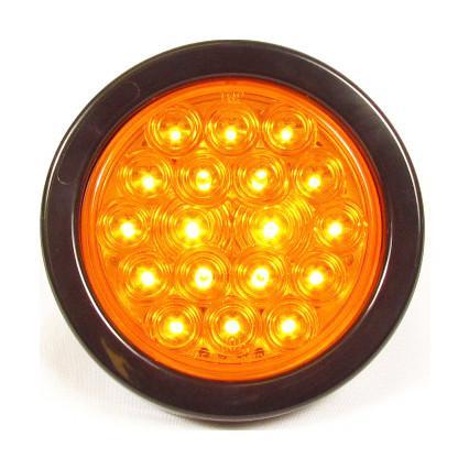 4" Round Amber LED Light with 18 LEDs - 24 Volts for Tail/Turn Light