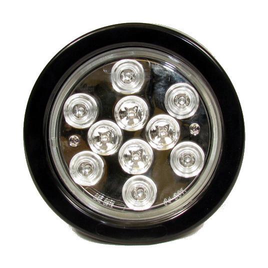 4" Round Red LED Light with Clear Lens - 10 LEDs - 24 Volts - Tail/Turn Light