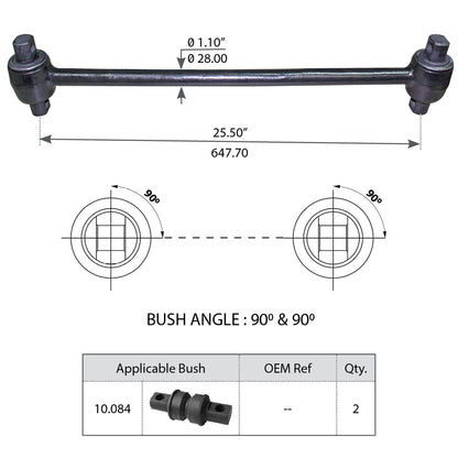 Torque Rod with Bushing - Replacement for 3548381C1, 60218-000, 4C4Z4612AA