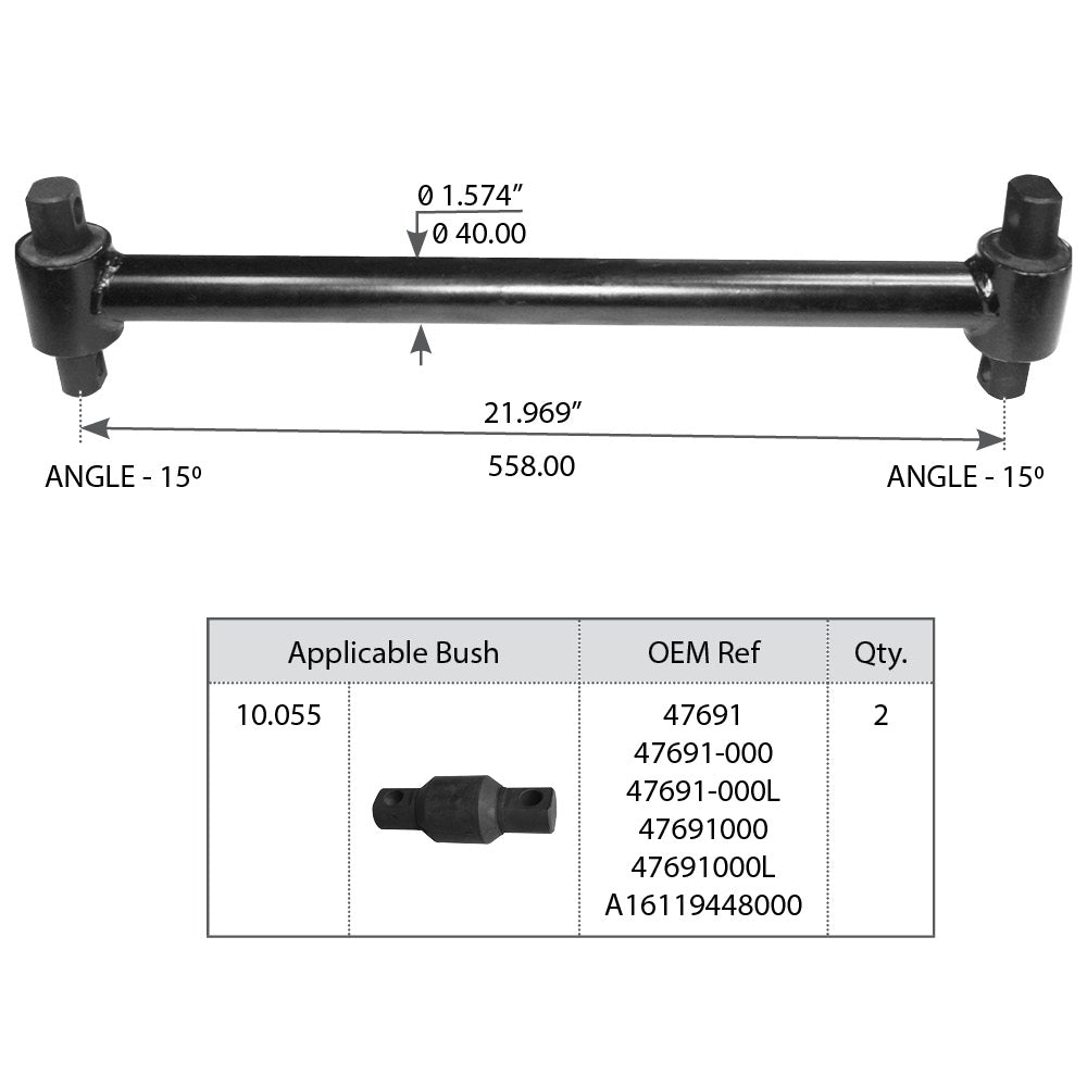 Torque Rod with Bushing for International-Navistar - Replaces for 493921C1