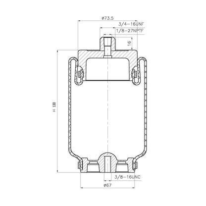 Fortpro Cab Air Spring Replaces 7001, 1S4-007, 227QS33, 7002, 7031 For Mack Trucks | F245574