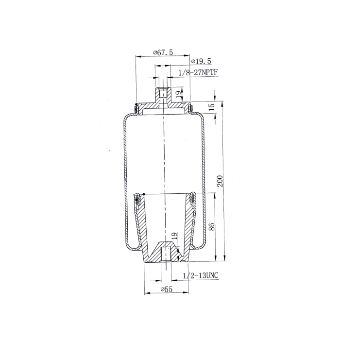 Fortpro Cab Air Spring Replaces 7017, 1S5-055, 227QS38 For Mack Trucks | F245575