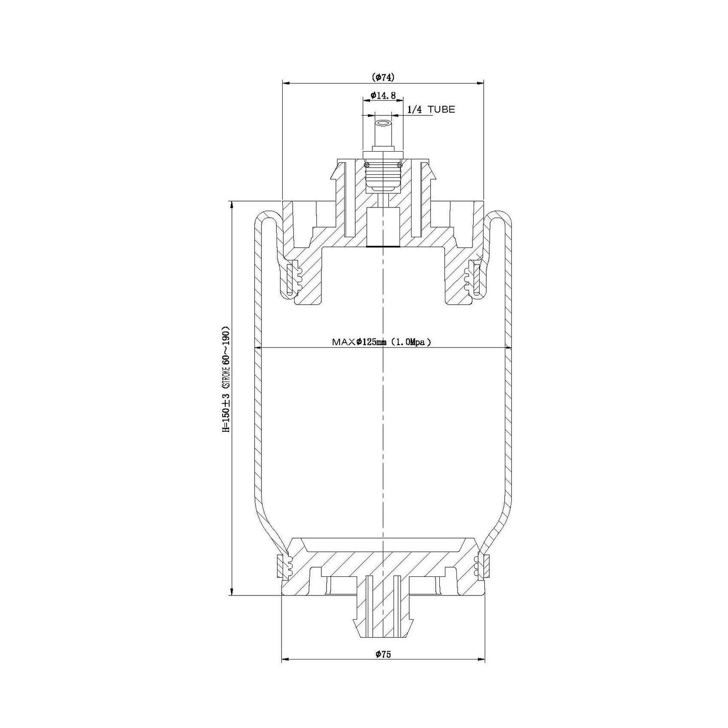 Fortpro Cab Air Spring Replaces 7206, 18-29919-000 For Freightliner Trucks | F245573