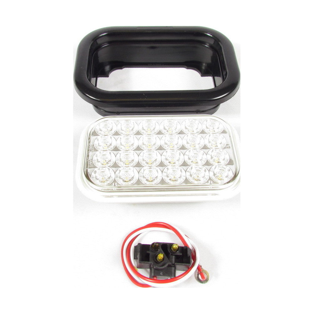 Fortpro 5 5/16" x 3 7/16" White Rectangular Backup Led Light with 24 Leds and Clear Lens | F235306