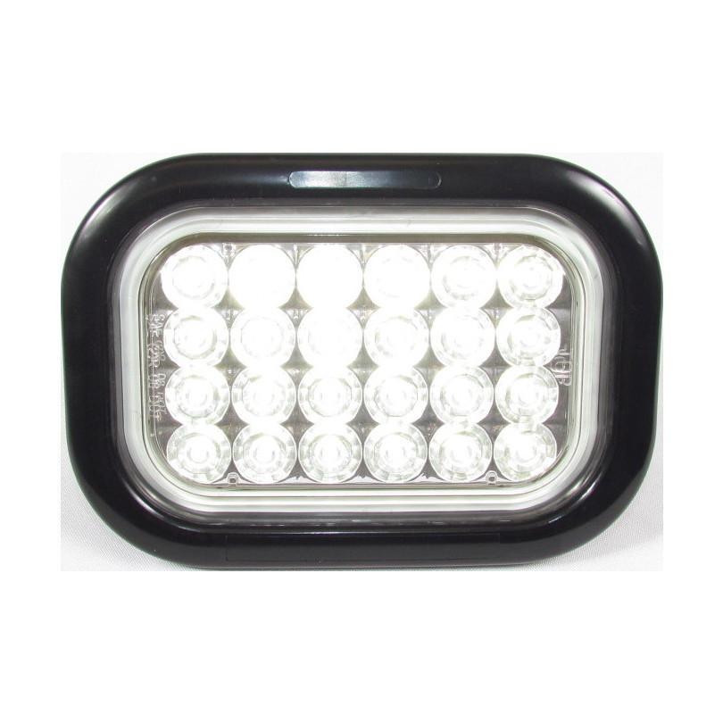 Fortpro 5 5/16" x 3 7/16" White Rectangular Backup Led Light with 24 Leds and Clear Lens | F235306