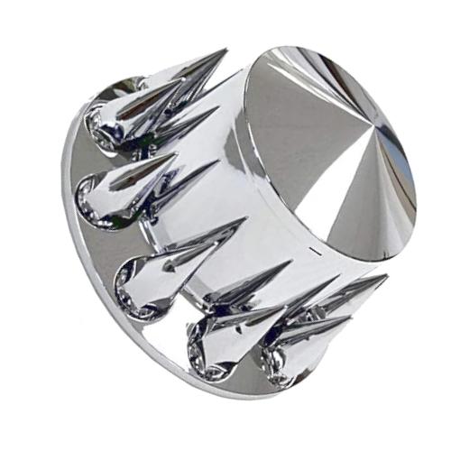 Fortpro Semi Truck Chrome Rear Axle Wheel Cone Style Cover Kit Hub Cap w/ 33mm Spike Thread-On Nuts Covers | F247608