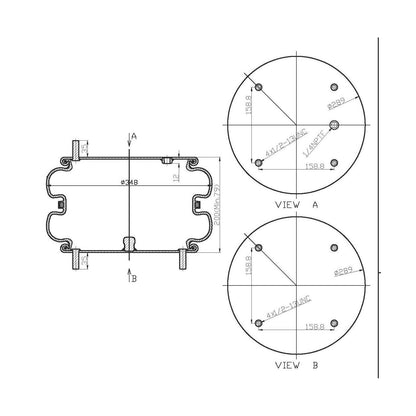 Fortpro Double Convoluted Air Spring Replaces 7135, 554800C1 | F245647