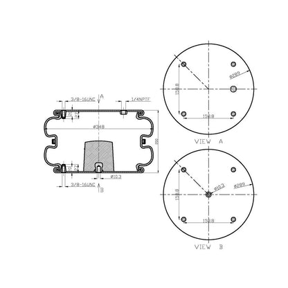 Fortpro Double Convoluted Air Spring Replaces 7136, 554798C1 | F245646