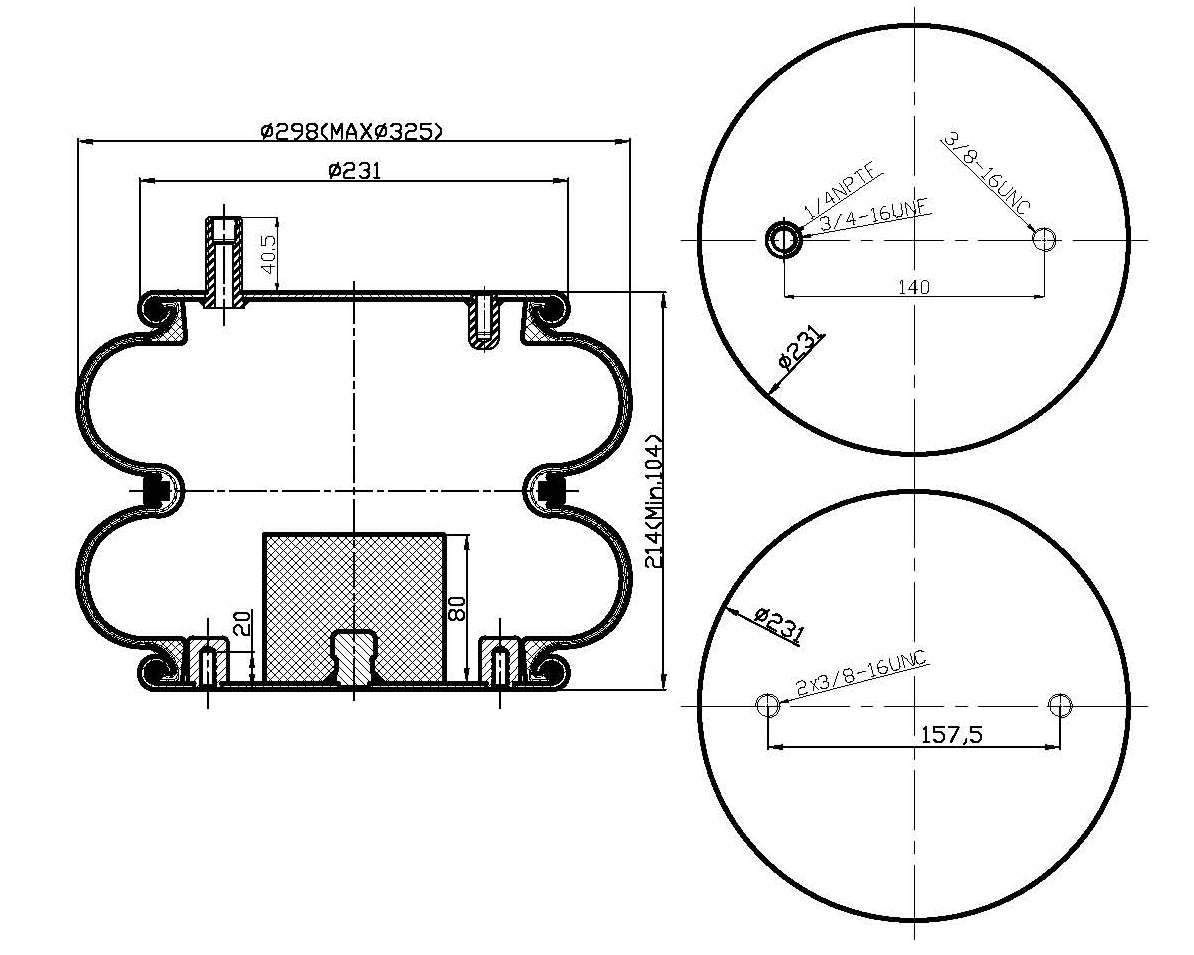 Fortpro Double Convoluted Air Spring Replaces 554787C1, 2B12-307 | F245645