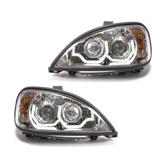 Chrome Housing Projector Headlights for Freightliner Columbia