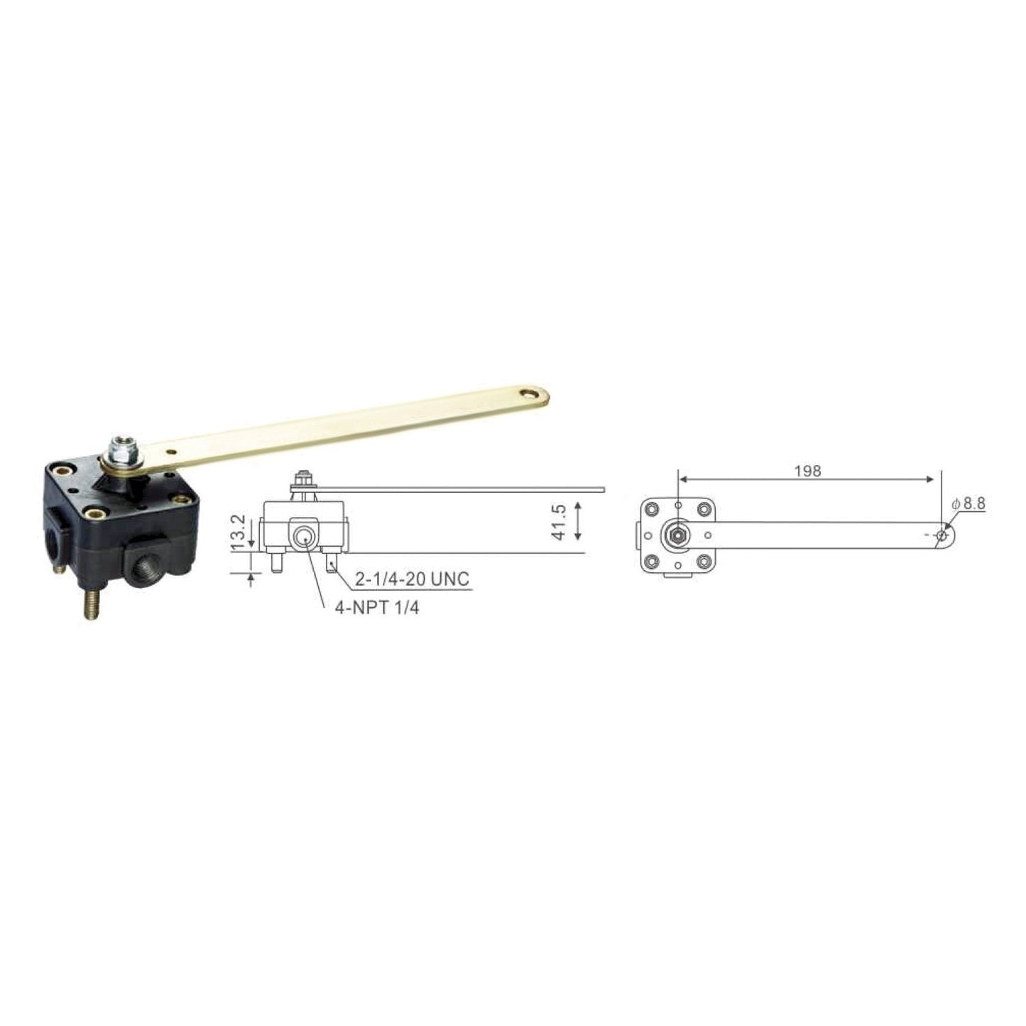 Fortpro Height Control Valve, 1/4" NPT Ports Replacement for Barksdale KD2204 | F245607