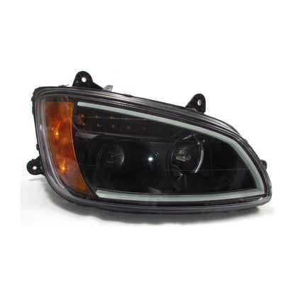 Black Projector Headlights w/LED Bar Set for Kenworth T660 - Both Sides