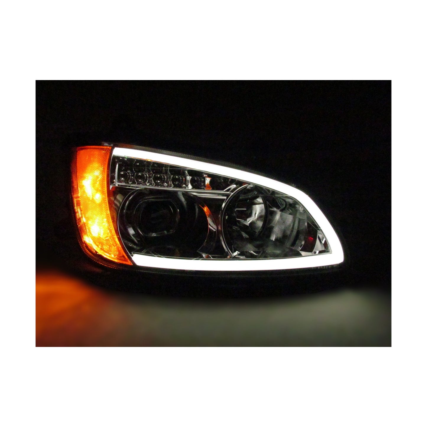 Chrome Projector Headlights w/LED Bar Set for Kenworth T660