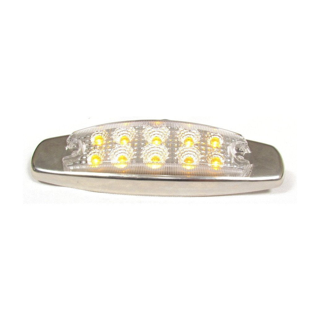 Oval Amber LED Light with Clear Lens for Side Marker Light - 10 LEDs - 24 Volts