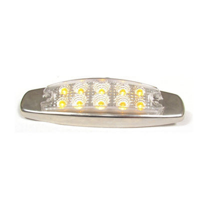 Oval Amber LED Light with Clear Lens for Side Marker Light - 10 LEDs - 24 Volts