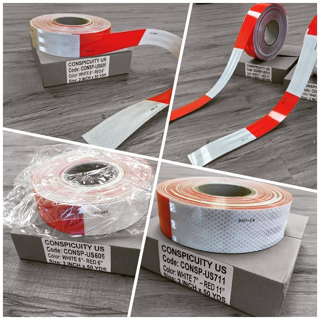 DOT-C2 2" x 150' Red & White Reflective Conspicuity Tape for Trucks & Trailers