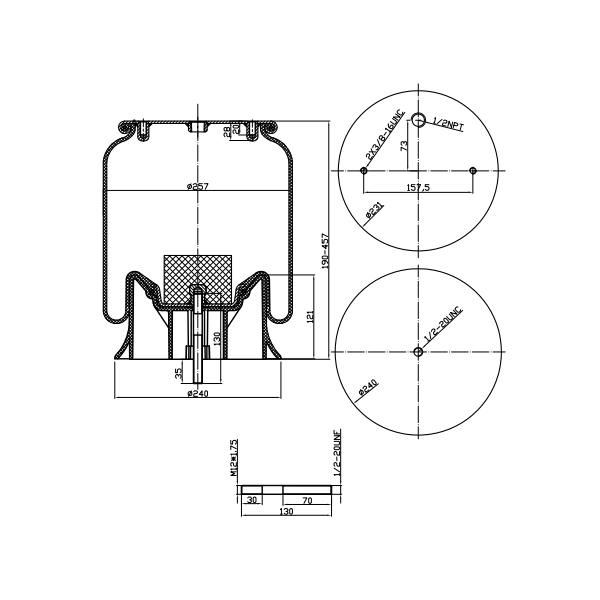 Fortpro Air Spring Replaces 9069, 1R12-069 For Peterbilt Trucks | F245587