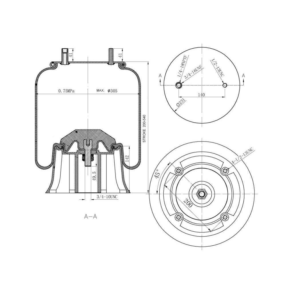 Fortpro Air Spring Replaces 9082, 1R12-092, 517559C9 | F245583